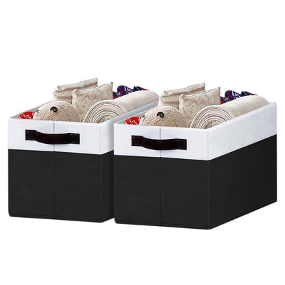 2Pcs Foldable Storage Bins Large Closet Storage Baskets for Clothes Blanket Beddings Towels Black