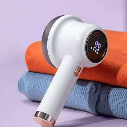Electric Lint Remover with 3 Speed Levels LED Display 3 Replacement Blades for Clothes-White