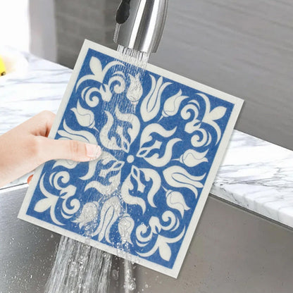 6Pcs Super Absorbent Reusable Kitchen Dishcloths Biodegradable Towels Style 1