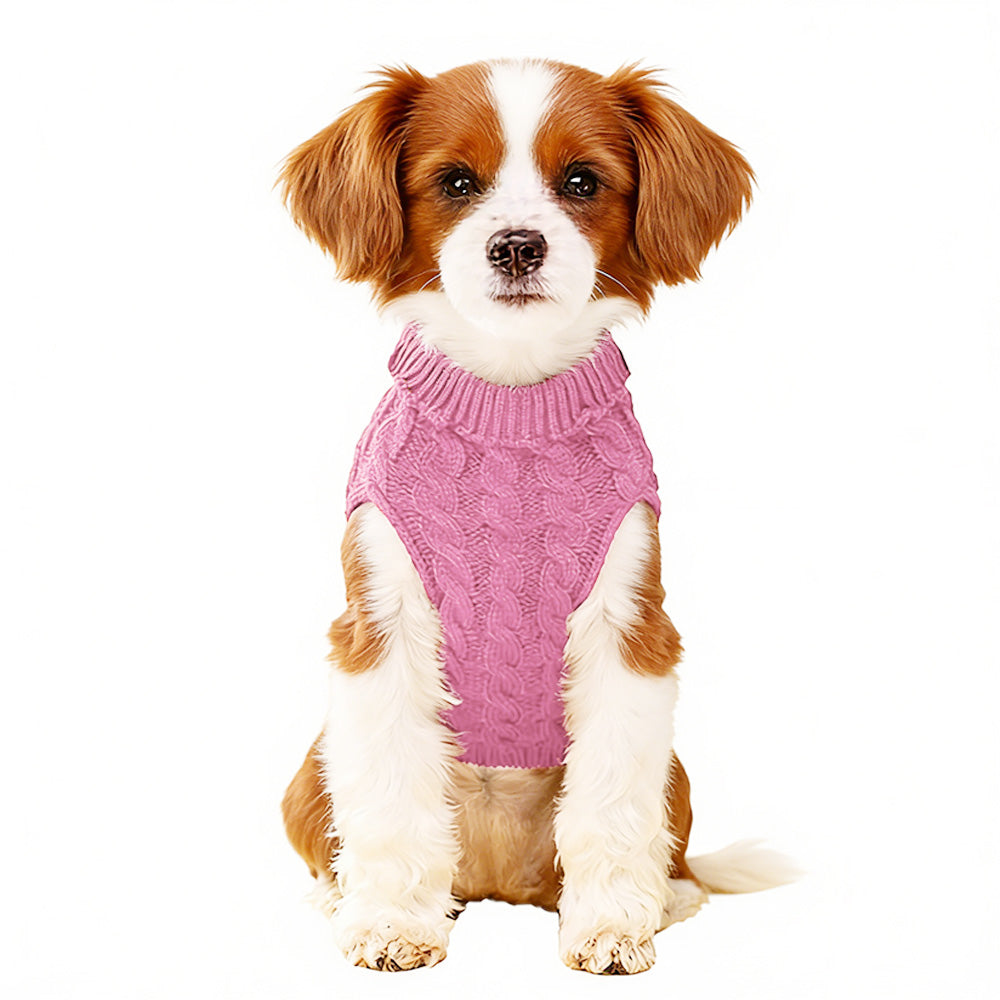 Puppy Dog Jumper Winter Warm Knitted Sweater Pet Clothes for Small Dogs Coat -Pink