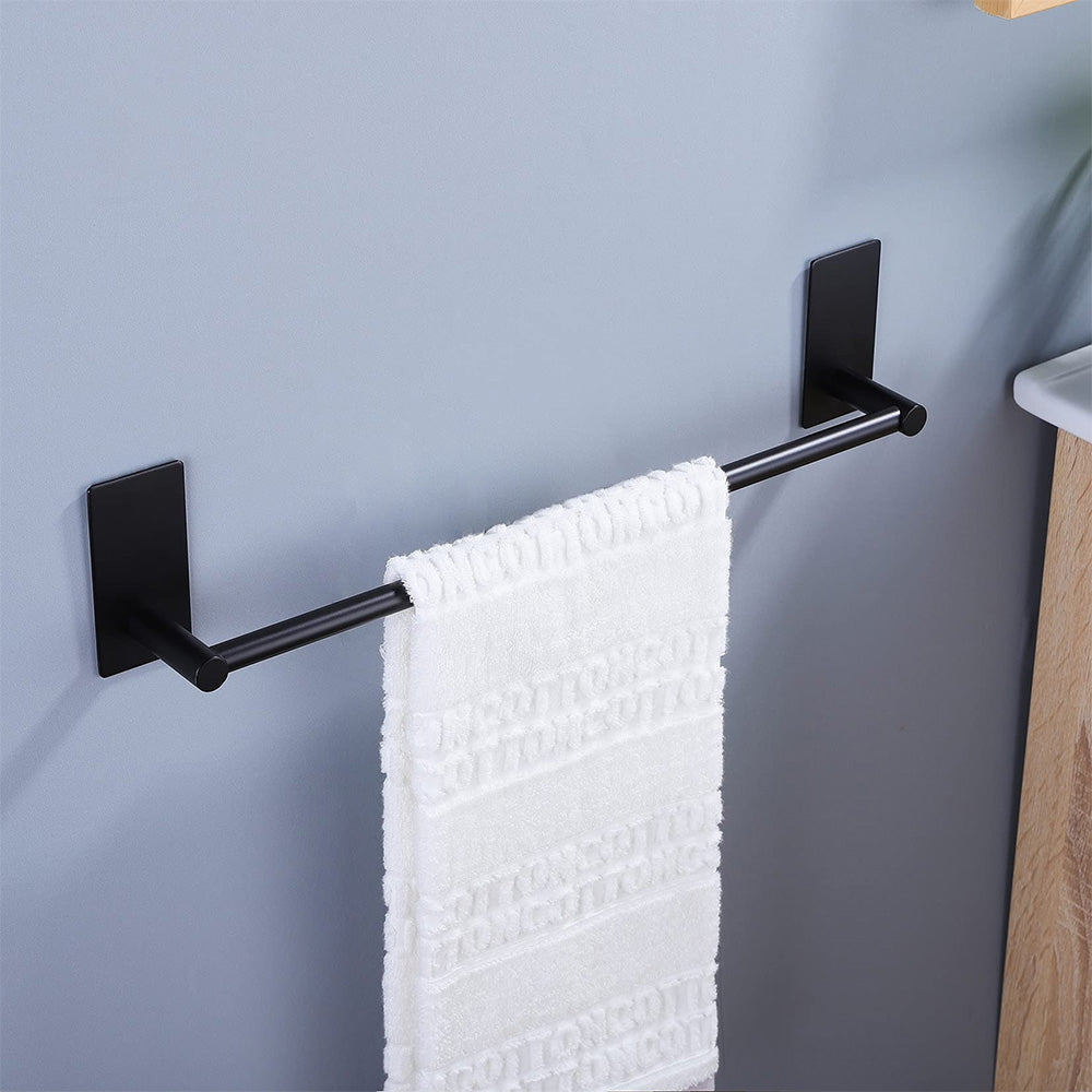 2Pcs Stainless Steel Self-Adhesive Towel Rack for Bathroom No Drilling Required-Black