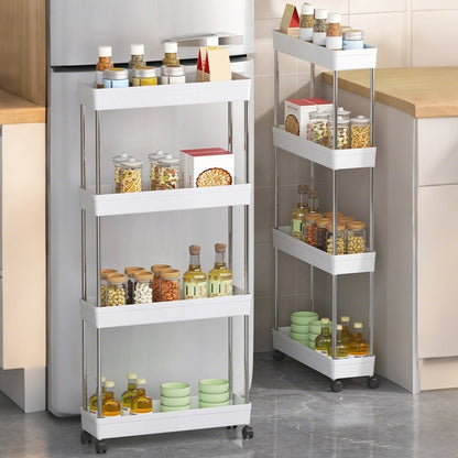 4 Tier Slim Rolling Storage Cart Bathroom Shelves Organizer for Kitchen Laundry