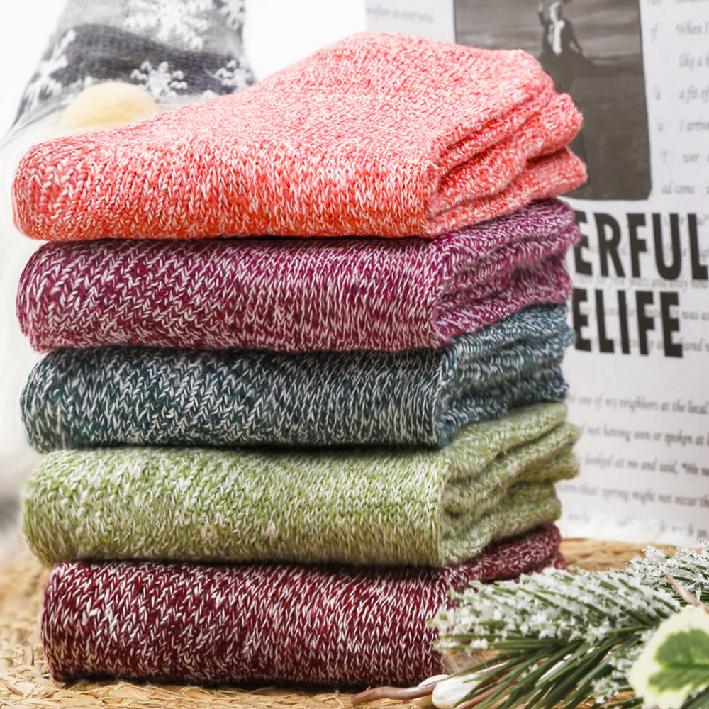 5 Pairs of Vintage Winter Socks Soft Warm Thick Crew Socks for Men Women Style 1