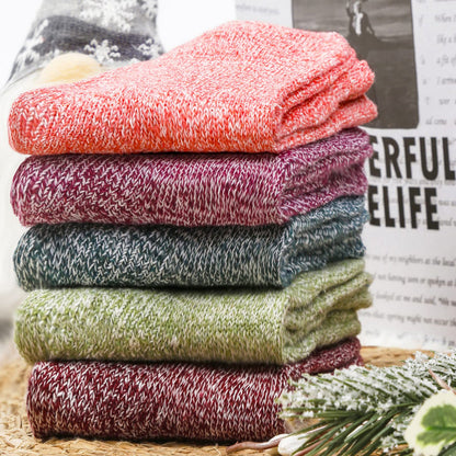 5 Pairs of Vintage Winter Socks Soft Warm Thick Crew Socks for Men Women Style 1