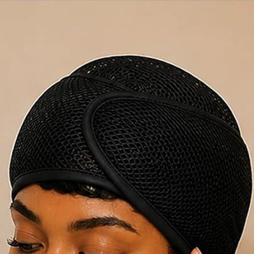 2-in-1 Mesh Sleep Hair Band for Short Hair Overnight - Black