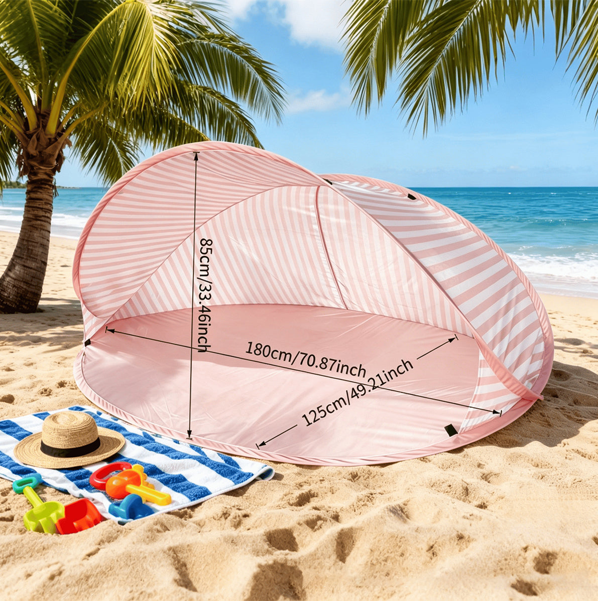 Pop Up Beach Sun Shade Tent for 1 to 2 People - Pink