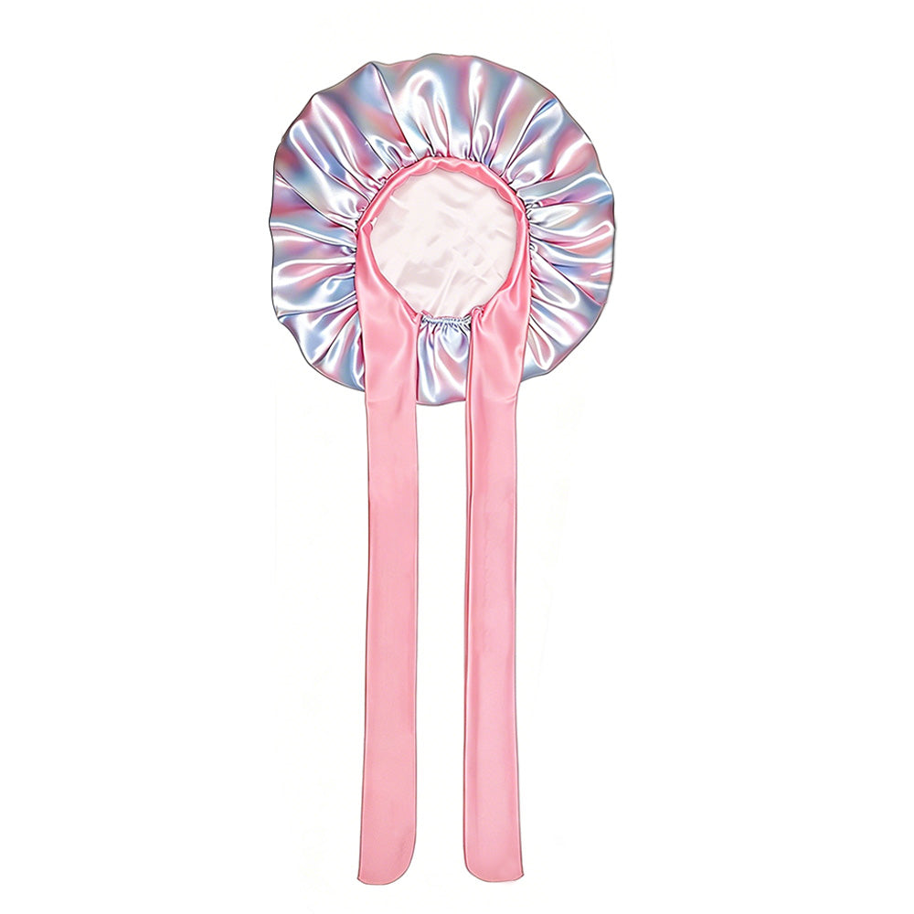 Satin Sleep Bonnet Hair Wrap for Women Adjustable Bow Print Silk Like Night Cap-Style3
