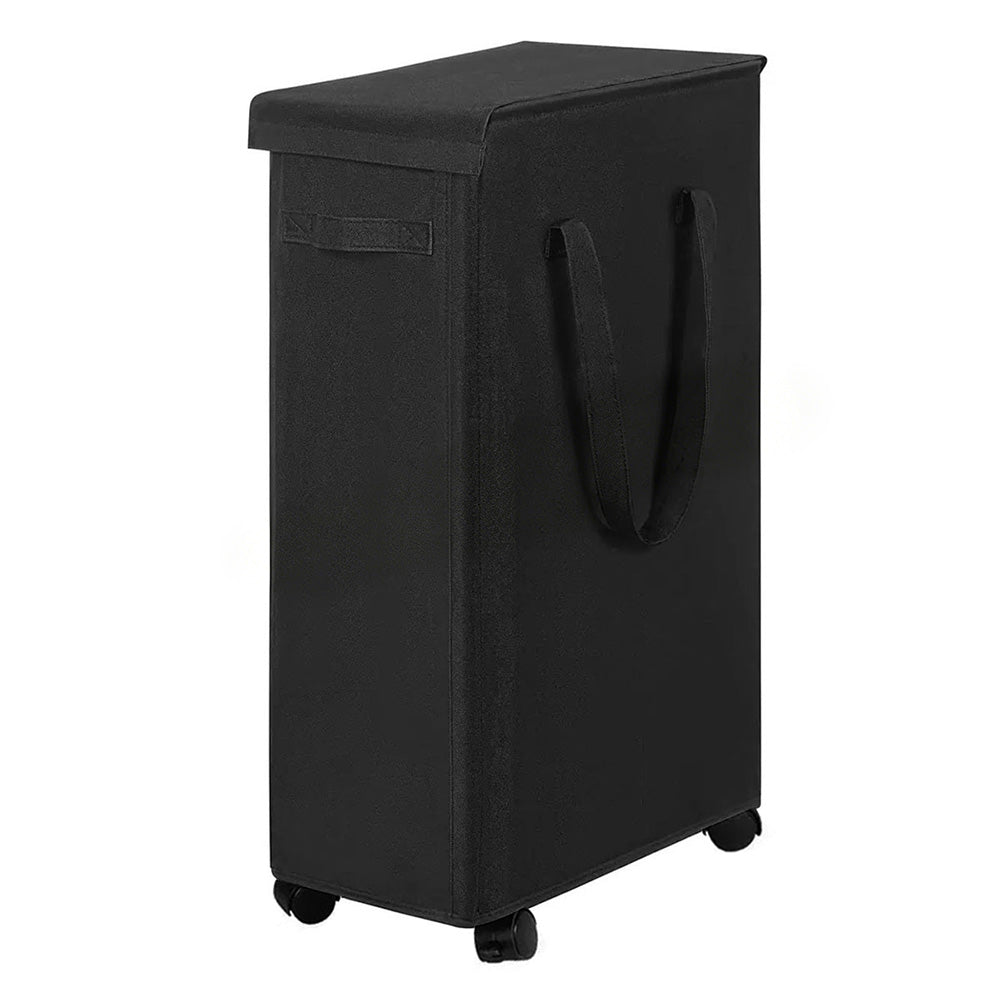 65L Laundry Basket with Wheels and Lid-Black