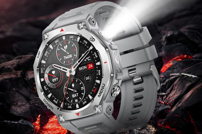 Smart Watch with Flashlight Fitness Tracker with Bluetooth Calls 100+Sports Modes -Silver