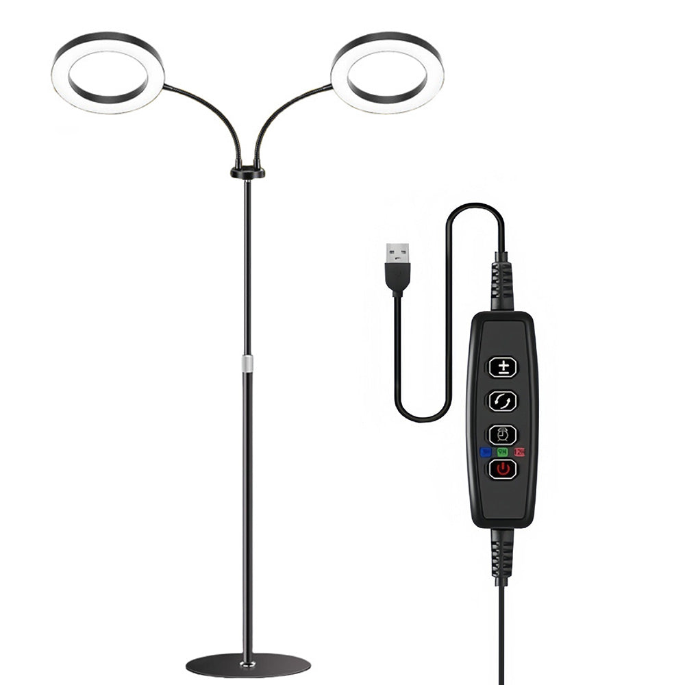 Dual Head Multi Color LED Plant Lamp with Stand-Black