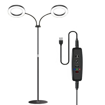Dual Head Multi Color LED Plant Lamp with Stand-Black