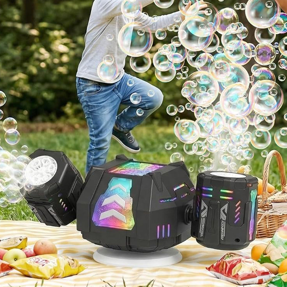 Rechargeable Bubble Machine with RGB Lights - Black