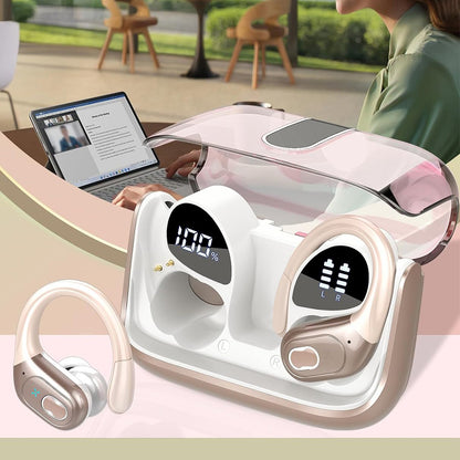 Wireless Bluetooth 5.4 Headphone Over Ear Bud IPX5 Waterproof Earphone for Sport Running-Rose Gold