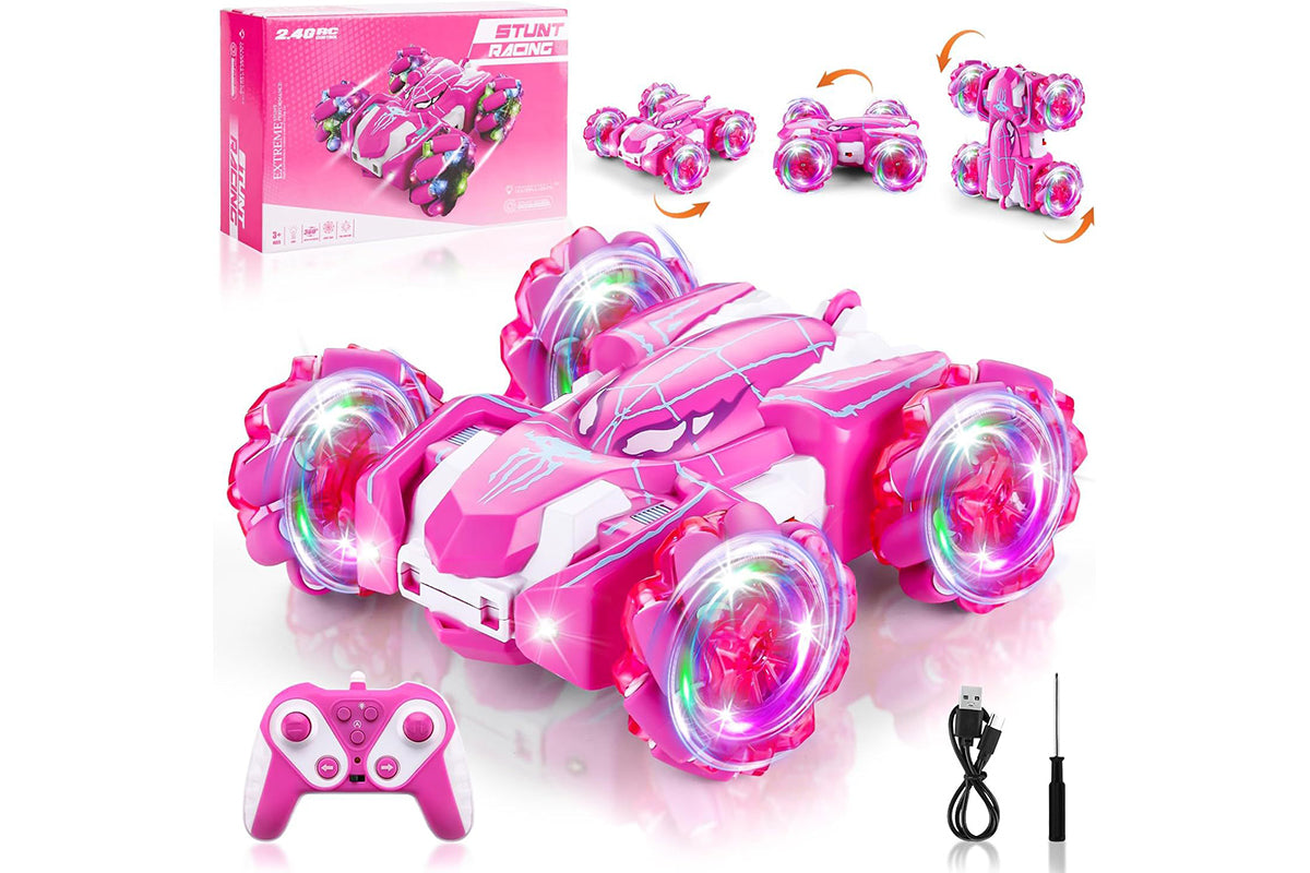 Spider Remote Control Car with Cool Lights 360?? Rotating 4WD Off-Road Race Car -Pink