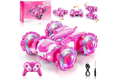 Spider Remote Control Car with Cool Lights 360?? Rotating 4WD Off-Road Race Car -Pink