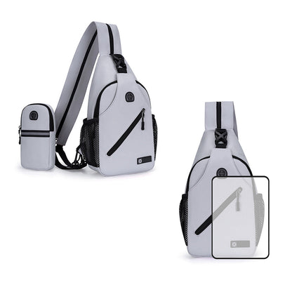 Travel Crossbody Chest Bag for Men and Women Adjustable Sling Backpack Grey