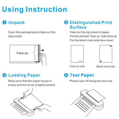 Bluetooth Thermal Printer Portable A4 Paper Inkless Printer for Home Office School White