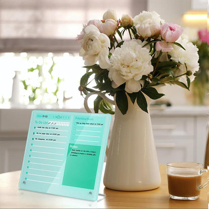 Thick Acrylic Dry Erase Board for Desk Planner with Stand-Green