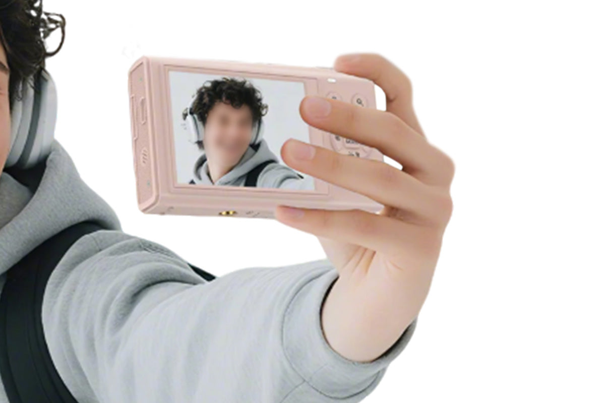 Dual Screen Digital Camera Point and Shoot Selfie Camera with Fill Light-Pink