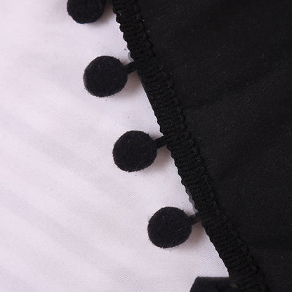 Pompom Fringe Bed Skirt Ruffle Valance Bed Wrap Valance Black