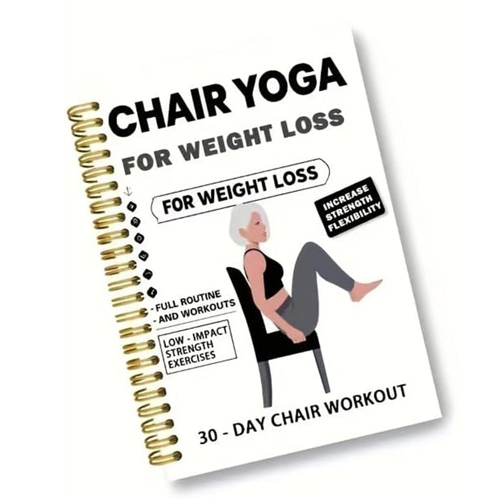 Adult 30 Day Chair Yoga Spiral Notebook Sitting Guide Book - White