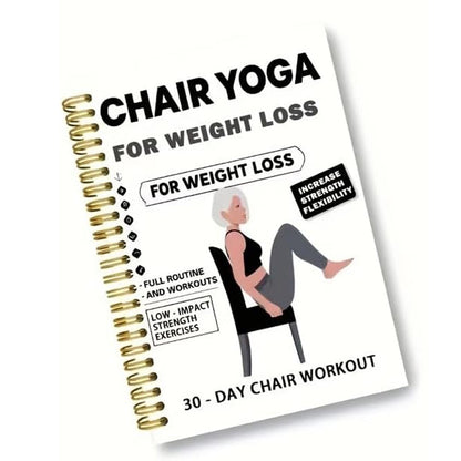Adult 30 Day Chair Yoga Spiral Notebook Sitting Guide Book - White
