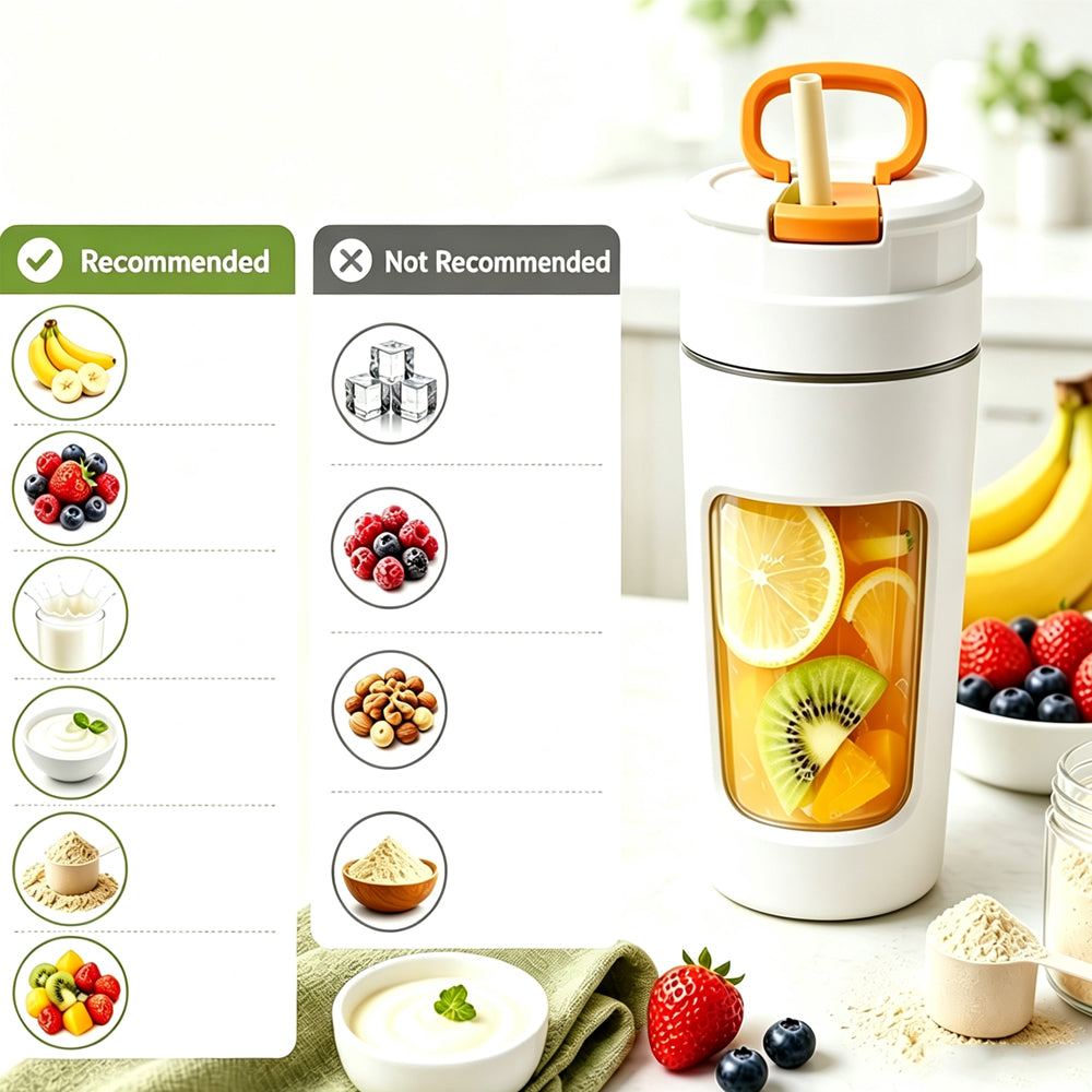 600ml Rechargeable Portable Juicer Blender with 4 Blade Cutter - White