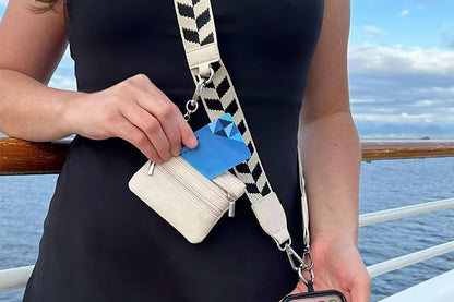 Phone Strap With Zippered Wallet Pouch Adjustable Phone Strap Crossbody Phone String-Apricot