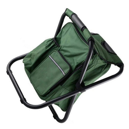 Portable Cooler Folding Stool Fishing Chair Multi-Function Outdoor Seat Green