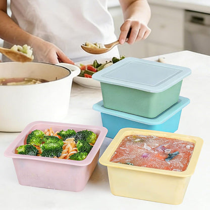4Pcs Silicone Freezer Tray for Soup Ice Cubes Food Storage Portion Control