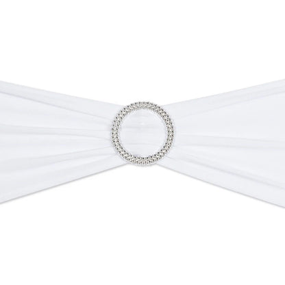Elastic Chair Sashes Bows with Buckle Spandex Chair Bands - White