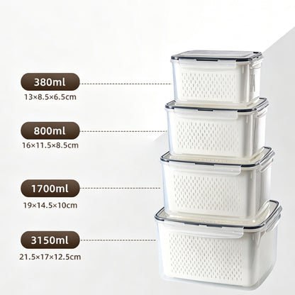 6Piece PP Produce Storage Containers with Drain Baskets