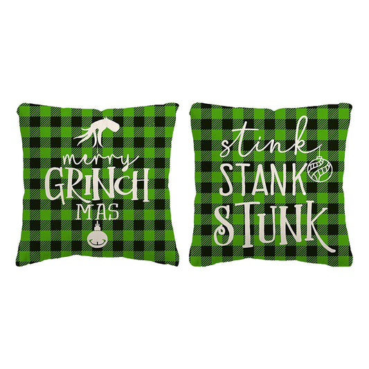 2pcs Christmas Pillow Covers Cute Print Throw Cushion Case for Couch Sofa Bed Bedroom Home Decor-Style 7 and Style 8