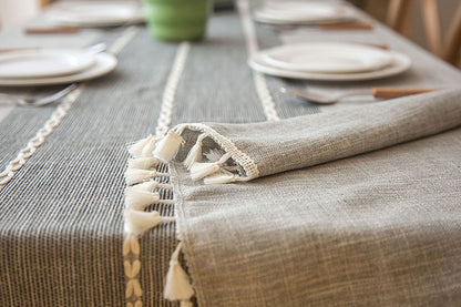 Square Linen Fabric Table Cloth-Washable With Dust-Proof Wrinkle Resistant Table Cover-Gray