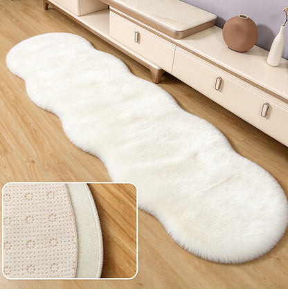 Soft Faux Rabbit Fur Rug for Bedroom Living Room and Bedside - White