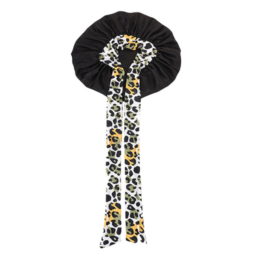 Satin Bonnet for Sleeping Double Layer Sleep Hair Bonnets Caps for Curly Braid Hair-Black