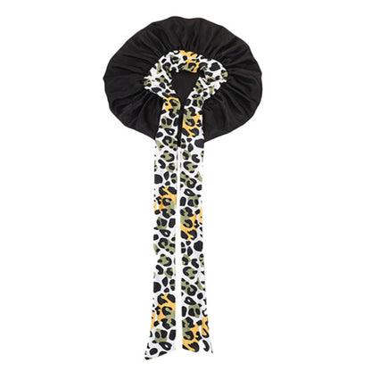 Satin Bonnet for Sleeping Double Layer Sleep Hair Bonnets Caps for Curly Braid Hair-Black