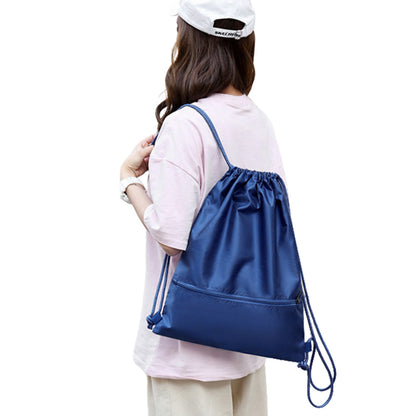 Drawstring Backpack Bag Portable Gym Backpack- Dark Blue