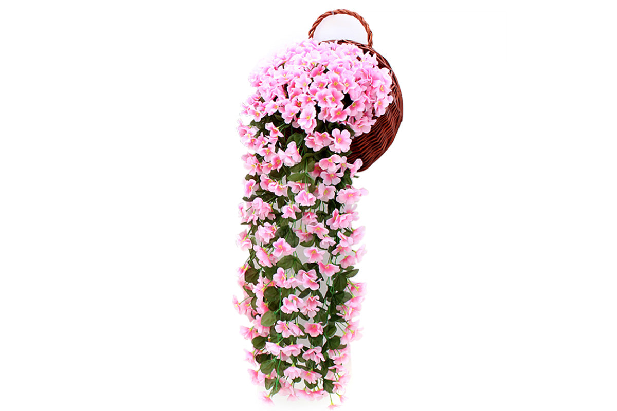 2Pcs Artificial Fake Hanging Violet Vine Plant Home Garden Indoor Outdoor Decor-Pink