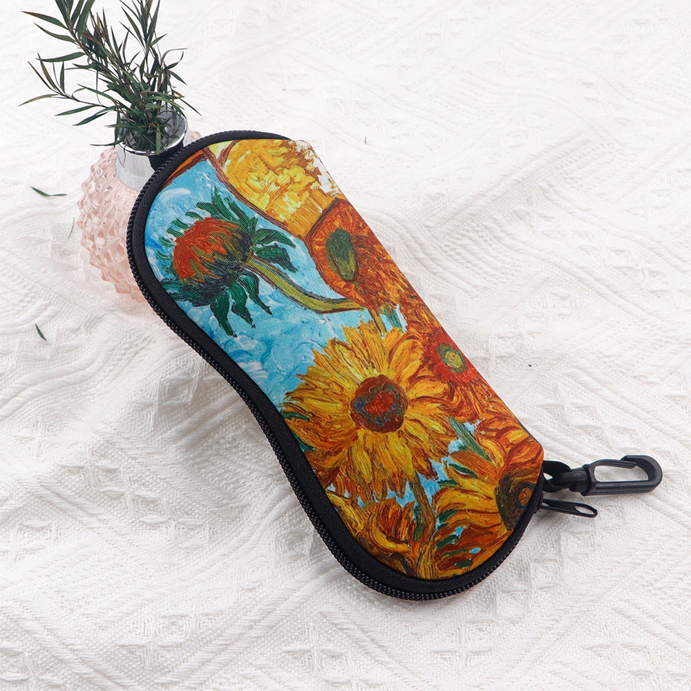 Glasses Case Scratch-Resistant Zipper Sunglasses Pouch for Travel-Orange