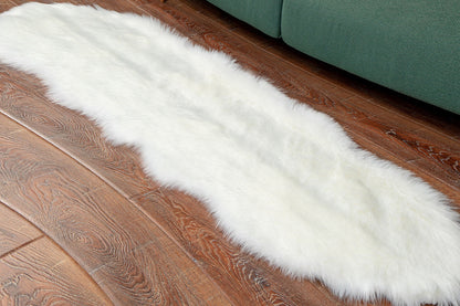 Luxury Soft Faux Sheepskin Fur Rugs for Bedside Floor Mat-White