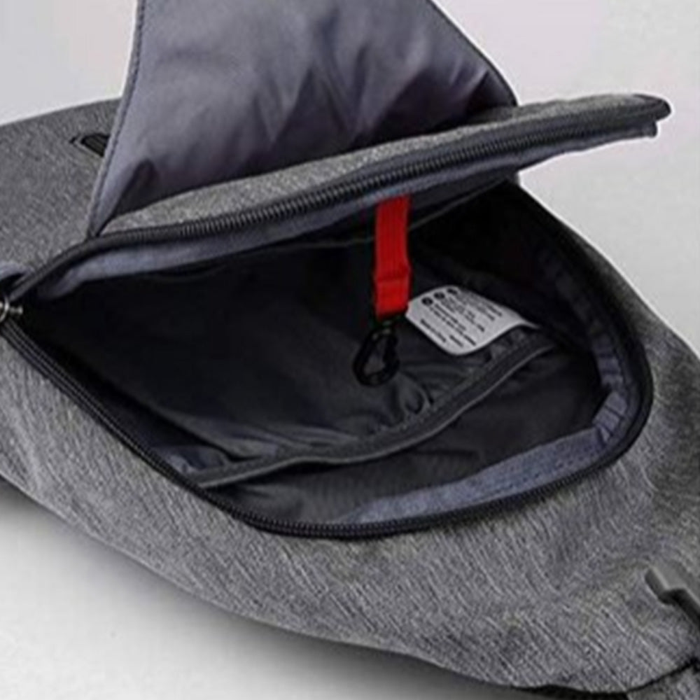 Water-Resistant Crossbody Bag Travel Sling Shoulder Bag with Multiple Compartments Headphone Port Grey
