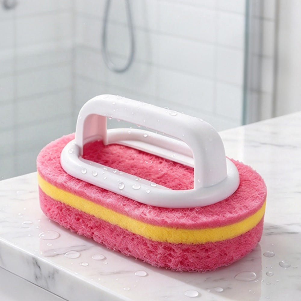 5 Piece Multi Layer Sponge Cleaning Brush Set for Kitchen Bathroom - Red
