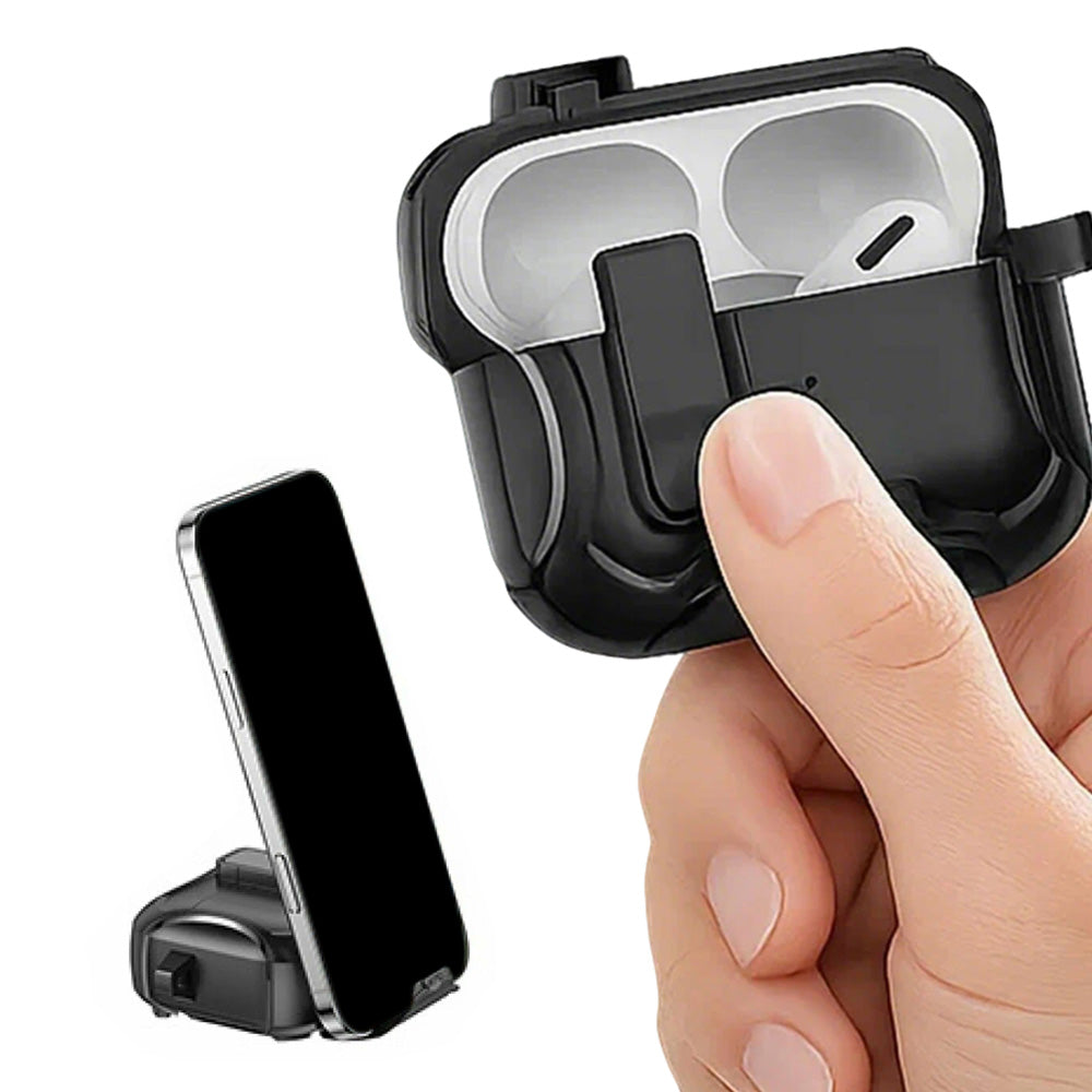 Protective Case For AirPods With Stand Support MagSafe Wireless Charging-Black