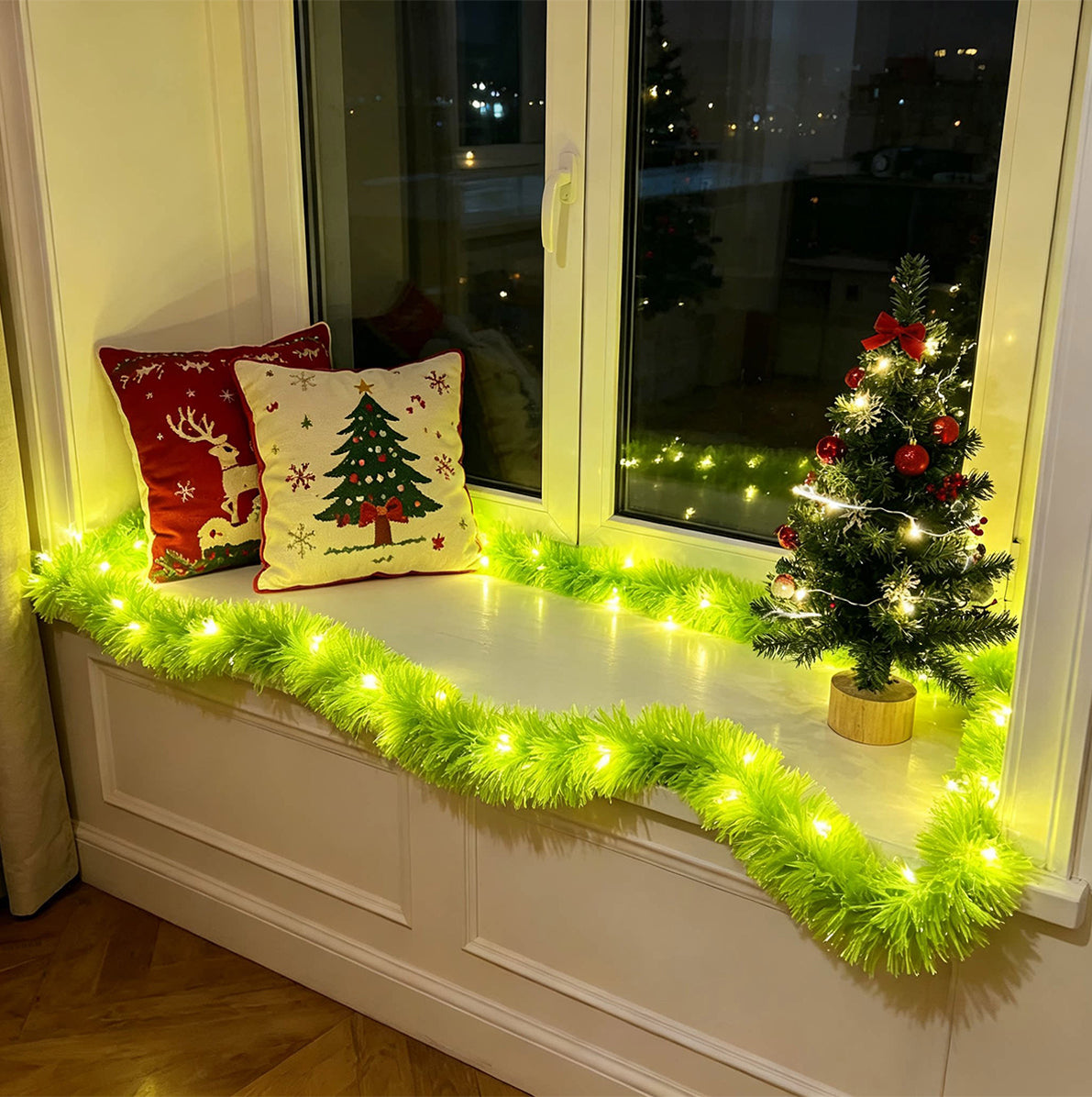 2 Pack Christmas LED String Lights LEDs Battery Powered Garland - Green