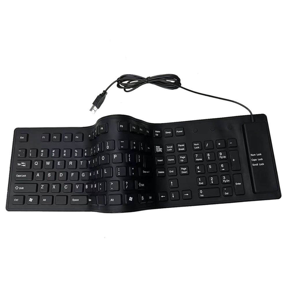 Foldable USB Keyboard Portable Roll-Up Wired Keyboard with Numeric Keypad 109-Key