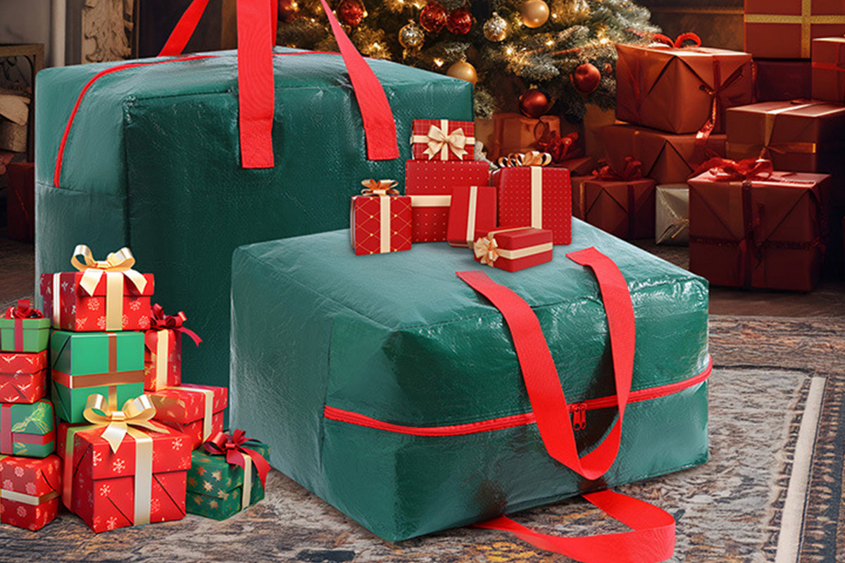 3Pcs Large Christmas Tree Storage Bags Waterproof with Handles and Zipper-Green