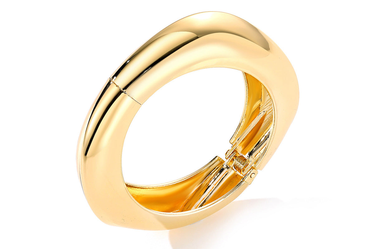3Pcs Chunky Gold Bangle Bracelets Wide Wrist Cuff Stackable Jewelry Gift-Gold