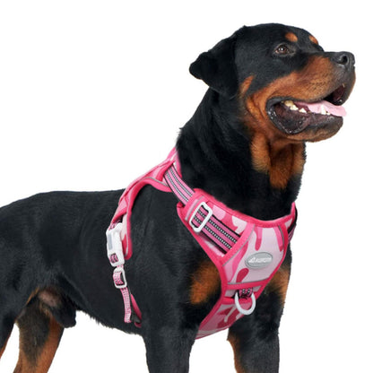 Tactical Dog Harness with Reflective Pet No Pull Adjustable Military Vest for Walking Training Pink