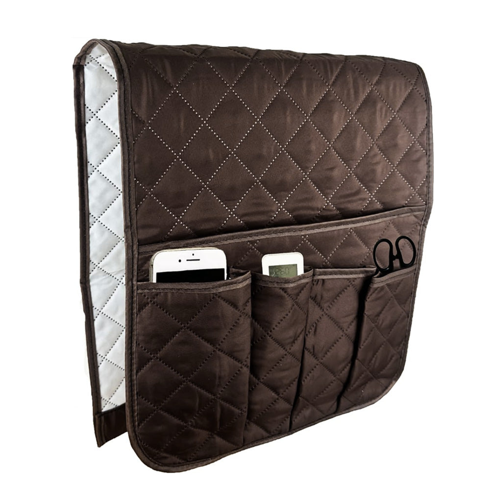 5 Pocket Sofa Armrest Organizer Remote Holder Bag for Couch and Chair-Coffee